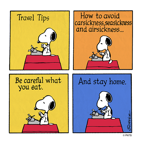 Τι λέει ο Snoopy για το ταξίδι με αυτοκίνητο, αεροπλάνο ή βαπόρι;